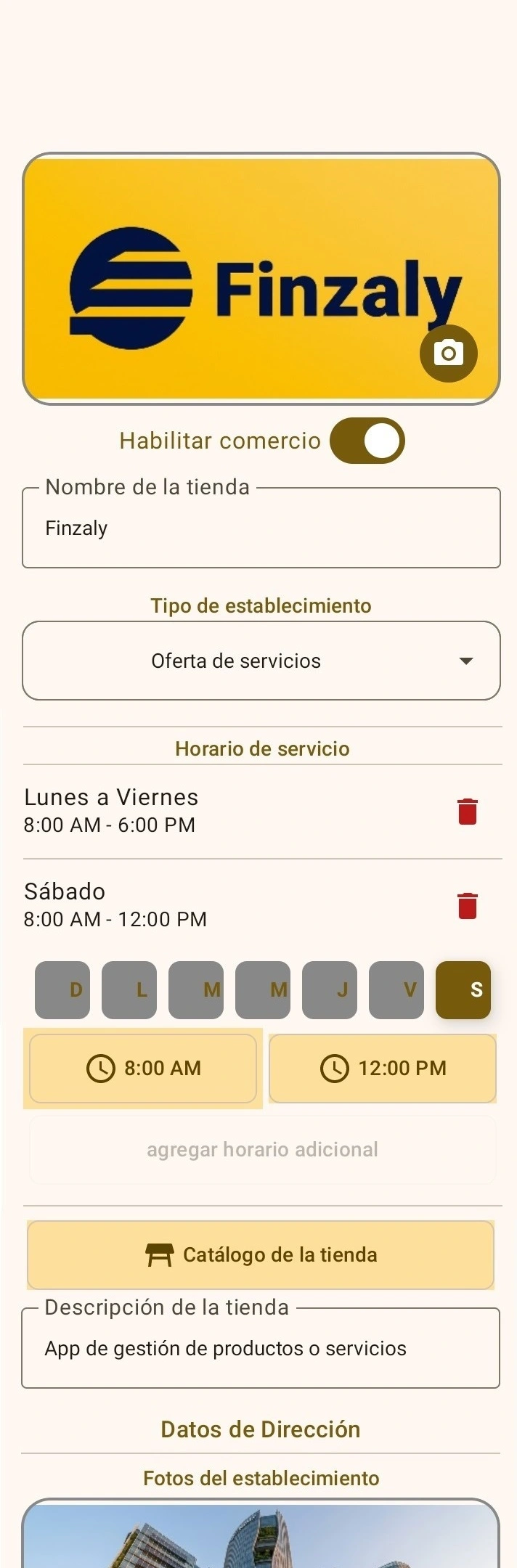 Finzaly - Identidad y Horarios de Servicio