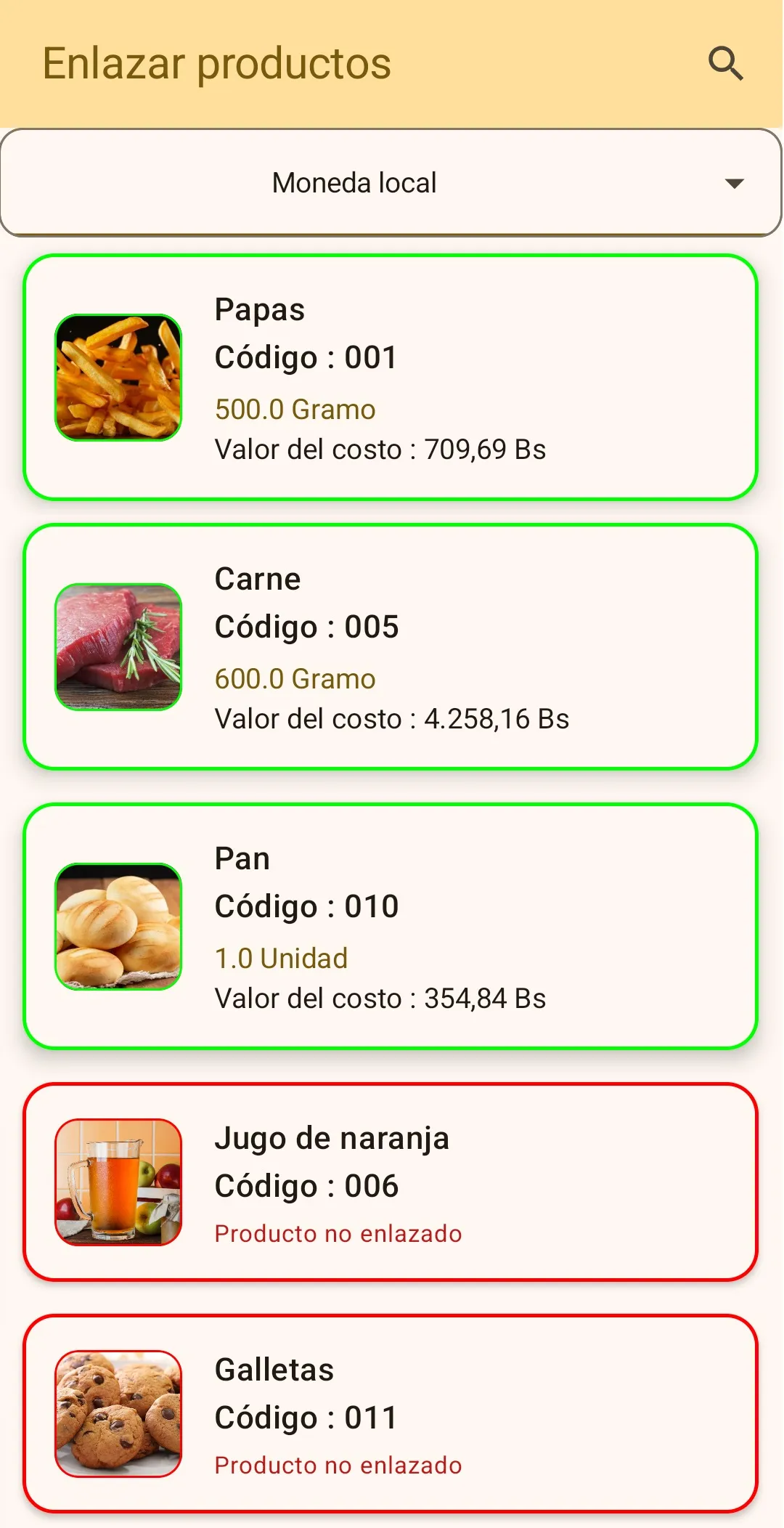 Paso 6: Vincular Insumos y Cantidades